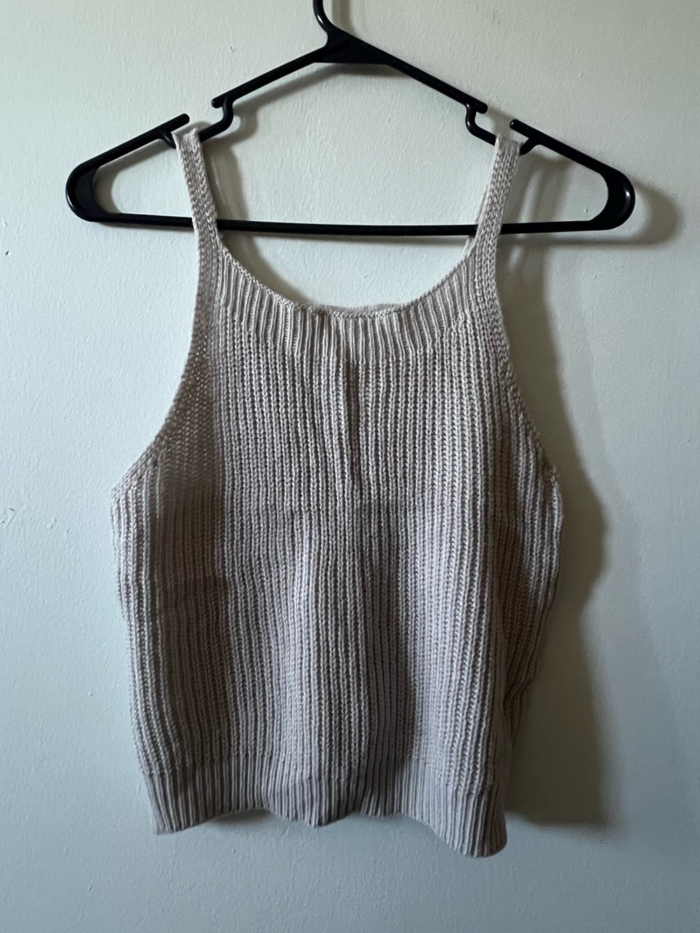 Grey knit tank top with tie detail